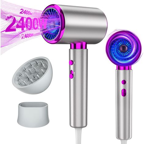 Professioneller Ionen-Haartrockner mit 2400 W, schnelltrocknend, Heiß-/Kaltluft, tragbar, 2 Geschwindigkeitsstufen, 3 Temperaturstufen, Diffusor, Lockenstab für Zuhause und unterwegs (1/5)