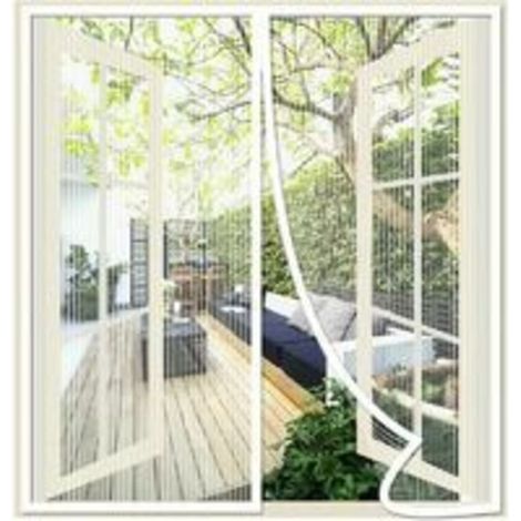 Magnetischer Fliegengitter für Fenster, 120 x 120 cm, Moskitonetzvorhang für Fenstertüren, magnetisches Anti-Moskitonetz, automatisches Schließen, Polyesternetz, mit Klebestreifen, weiß (1/4)