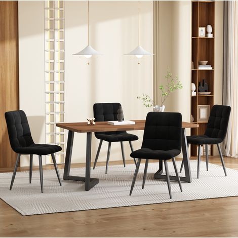 CHICFURN Conjunto de mesa y 4 sillas 117 x 68 x 75 cm MDF nogal negro, 5 piezas modernas (1/5)