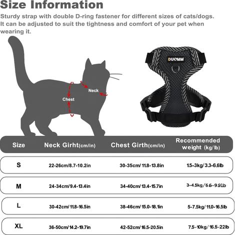 Harnais pour chat réglable avec laisse et collier réfléchissants, ensemble de promenade confortable et sécurisé (1/5)