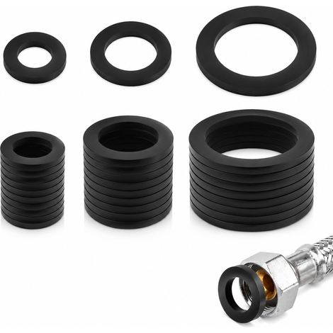 Kit de sellado de mangueras de goma de 30 piezas, juntas tóricas en 3 tamaños (1/2", 3/4", 1"), arandelas de goma a prueba de fugas, juntas tóricas de goma para grifos, mangueras de ducha, lavabos y b (1/5)