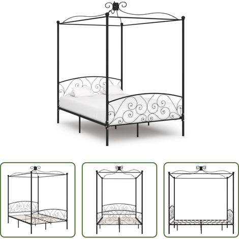 Himmelbett -  Himmelbett-Gestell Schwarz Metall 120 x 200 cm (1/5)