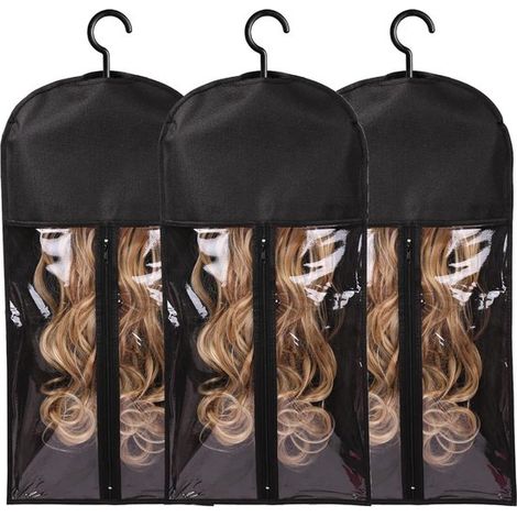Lot de 3 cintres pour extensions – 60 cm – Noirs – Perruques et accessoires – Rangement (1/5)