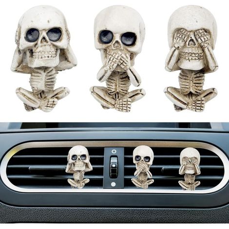 3 Pièces Diffuseur De Parfum De Voiture Tableau De Bord Intérieurs Squelette Auto Sortie D'air Clip De Ventilation Décoratif De Voiture Diffuseur De Sortie D'air Cadeaux pour Hommes Femmes (1/5)