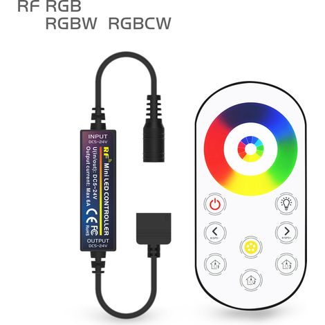 Ultra-thin, fully touch-sensitive RF wireless RGBW LED strip controller (DC5V, 12V, 24V)
