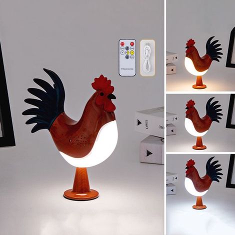 Lámpara táctil con forma de pollo, Luz nocturna recargable para niños, Lámpara de pollo recargable, Recargable por USB, Color palo de rosa (1/5)
