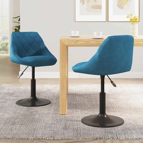 Esszimmerstühle 2 Stk. Drehbar Blau Samt