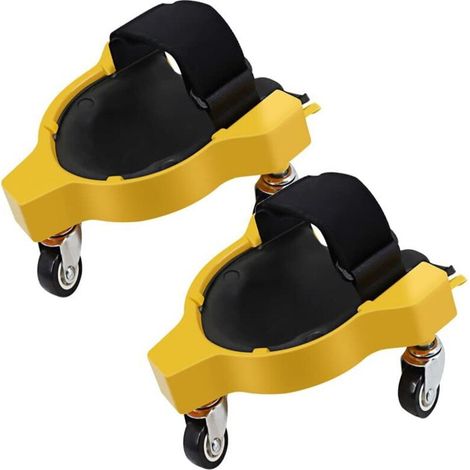 Ginocchiere scorrevoli con ruote, ginocchiere multifunzionali scorrevoli, ginocchiere leggere con ruote e cinturino regolabile, ginocchiere per verniciatura/riparazione e manutenzione auto (giallo)