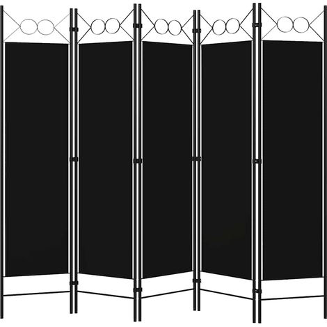 Paravent Cloison de séparation 5 panneaux, Pour Jardin, Balcon, Terrasse Noir 200x180 cm OIB1402E (1/5)