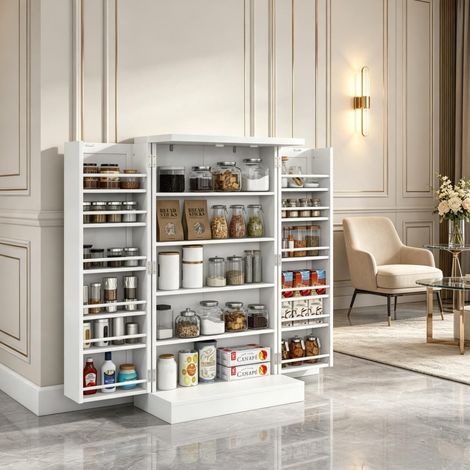 Armadio da cucina moderno bianco in MDF 60 x 30 x 104 cm (1/5)