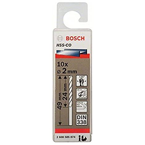 Bosch Bit HSS-Co 2 mm, Set da 10 pezzi per trapano (1/4)