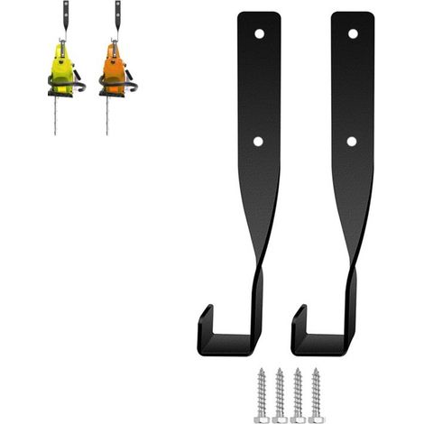 Zweiteiliges Set, Haken, Kettensägen-Wandhaken, Stahlhaken, Rasenmäher-Aufbewahrungshaken, Werkzeugaufbewahrungshaken für die Garage, Kettensägen-Werkzeugaufbewahrungsregal (1/5)