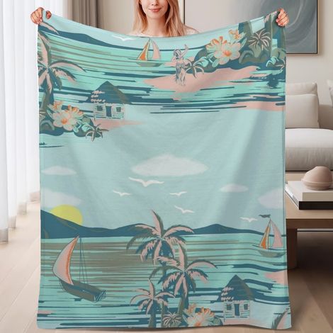 Couverture de lit en polaire, microfibre douce et confortable légère pour le printemps, décoration de salon, excellent cadeau pour femmes et hommes, 6080 pouces (1/4)