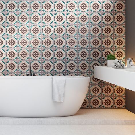 Sticker Mural Carrelage adhésif Cuisine Salle de Bain - 60 STICKERS CARREAUX DE CIMENT AZULEJOS GERGELI - 60stickers10x10cm (1/5)