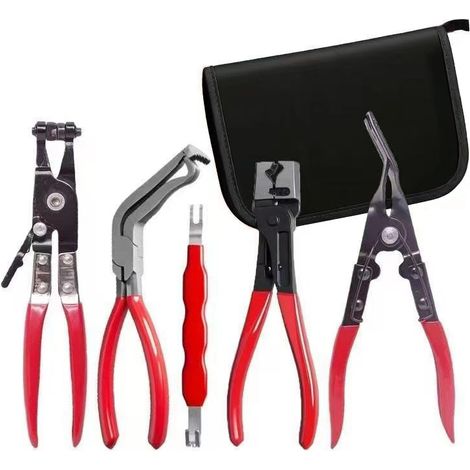 Kit de 5 pinces de déconnexion électrique automobile, outil pour durites et colliers, connecteur coudé à 60°, extracteur de clips et cosses, dépose de gaines et bornes pour réparation auto (1/5)