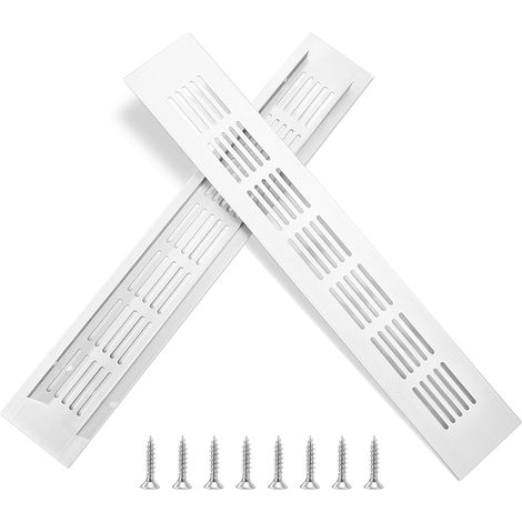 Grille de ventilation en aluminium avec vis pour ventilation d'armoire et de pièce, 30 x 5 cm, argent, 2 pièces