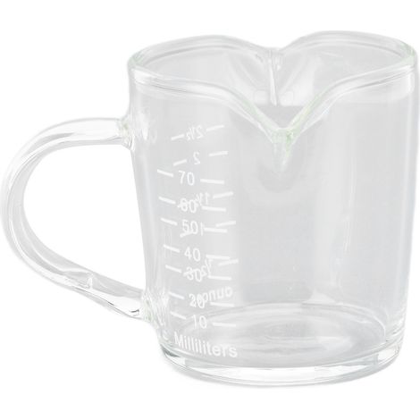 Tasse à mesurer en verre réutilisable à double bec verseur, isotherme et robuste, style italien. (1/5)