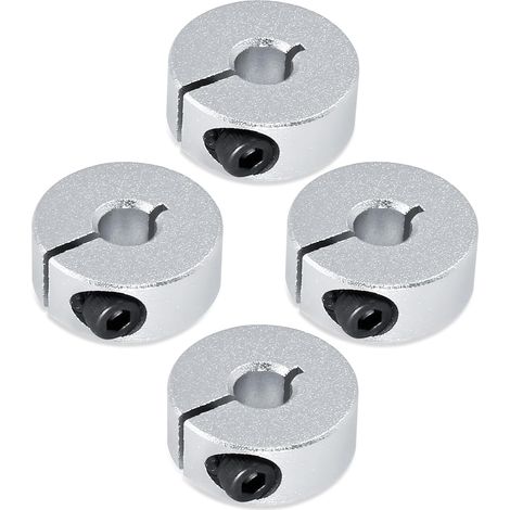 APEX Quatre colliers à axe divisé de 6 mm, colliers de verrouillage d'arbre monobloc en aluminium, alésage de 6 mm, diamètre extérieur de 20 mm, épaisseur de 8 mm, avec vis M4. (1/4)