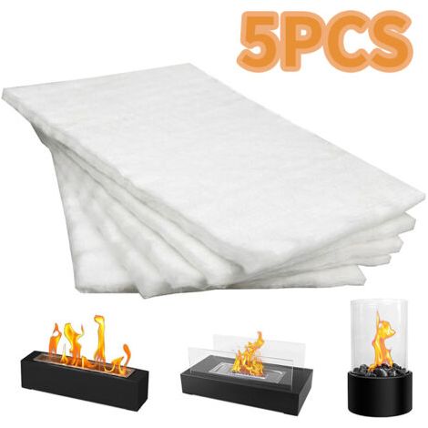 Lot de 5 mèches en laine céramique pour foyer de table, pour prolonger la durée de combustion, avec noyau en coton éponge pour foyer au bioéthanol