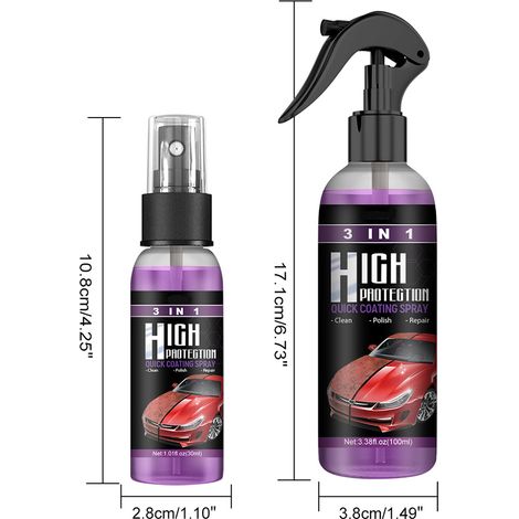 Spray de revêtement de protection haute 3 en 1 pour voitures : rénovation rapide des pièces en plastique, cire et lustrant. (1/5)