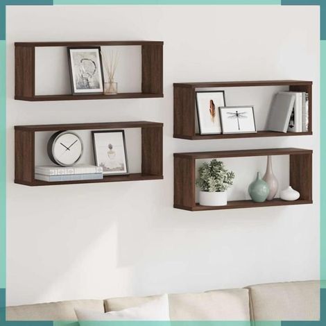 815931 étagères murales cube 4 pcs Chêne marron Bois d’ingénierie (1/5)