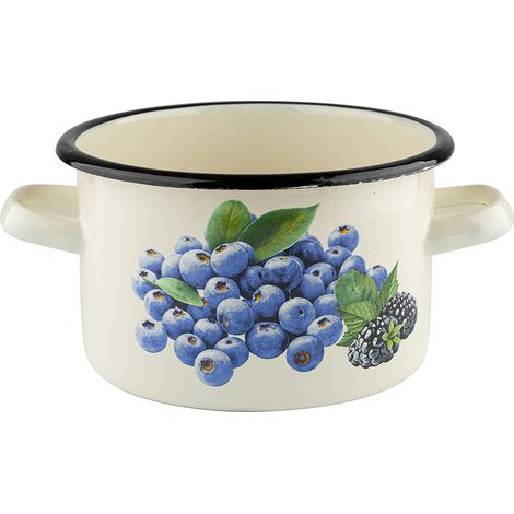 VASO SMALTATO DRITTO CON MOTIVO MIRTILLO, 16 CM, 2 L