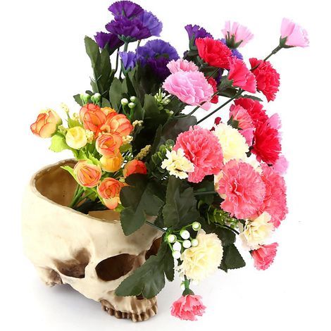 Pot de Fleurs en Forme de Crâne en Résine - Décoration de Plantes Unique (1/5)