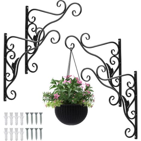SWANEW Cestino Appeso Gancio (Set di 4) Gancio da Parete per Cestino Appeso in Ghisa con Viti. Appendiabiti da 31 cm per Appendere Cestini-Foglie (1/4)