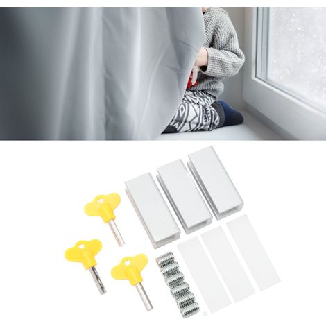 Limiteur de fenêtre en 3 parties, verrou antivol de fenêtre, verrou de fenêtre sans perçage, boucle de verrouillage de fenêtre, verrou de sécurité anti-pincement pour enfant, verrou antivol pour fenêt (1/5)