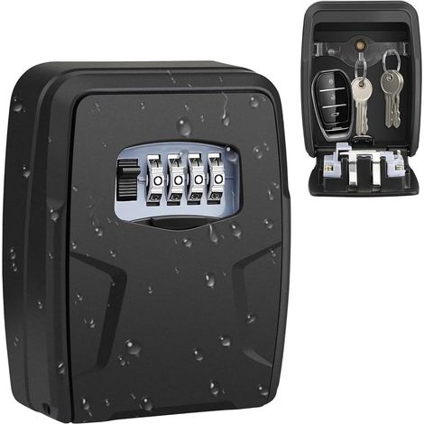 Large Wall Mounted Key Box with 4 Digit Combination Lock, Waterproof Car Key Safe and Card Safe Safe for Home, Office, Garage and School (1/5)