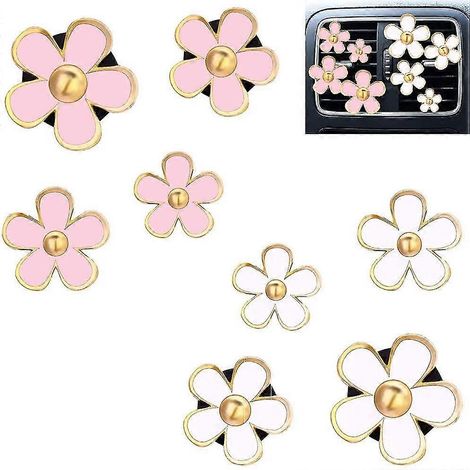 Clips pour grilles d'aération, désodorisants pour voiture, fleurs de marguerite, décorations pour grilles d'aération, 8 pièces, rose et blanc (1/5)