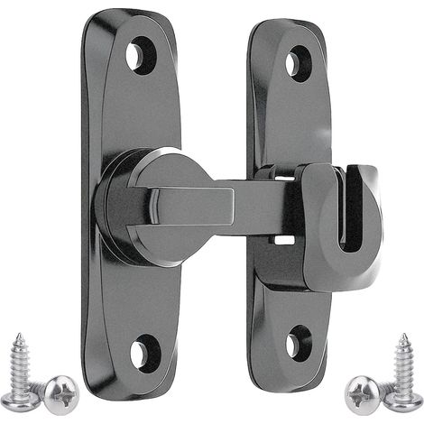 Verrou pour porte coulissante 90/180 degrés – Loquet & verrou en métal noir pour portes intérieures, portails, armoires & salle de bain – Quincaillerie robuste avec finition anti-rouille (1/5)
