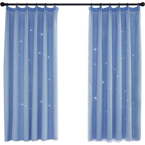 Rideau Occultant Double Épaisseur - Blocage Lumière 70 à 90 % - Pour Chambre À Coucher Salon Salle À Manger - Bleu - 1 Pièce (1/5)