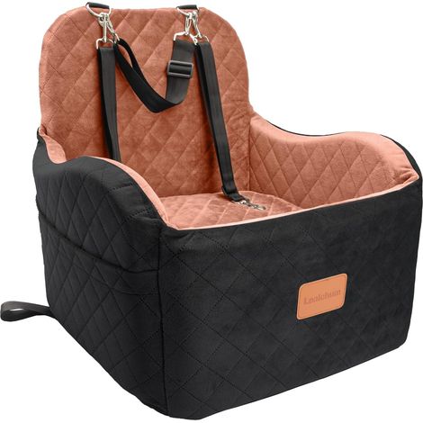 Siège rehausseur voiture pour chien S/M, coussin surélevé 15,2 cm, amovible et lavable avec 2 poches (1/5)