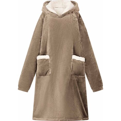 vidaXL Sweat à capuche couverture Camel L Polaire et flanelle (1/5)