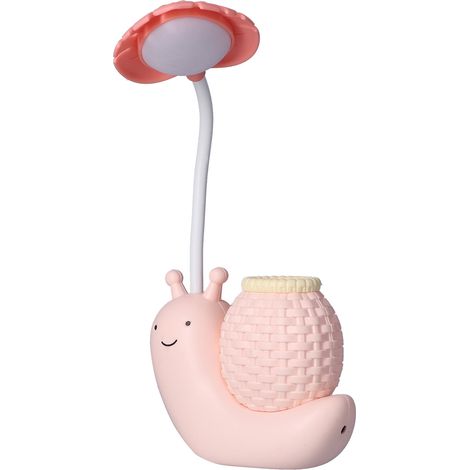 LED-Schreibtischlampe mit Stifthalter, Multifunktion, USB-Ladefunktion, niedliche Schreibtischlampe für Schüler und Kinder, Rosa (1/5)
