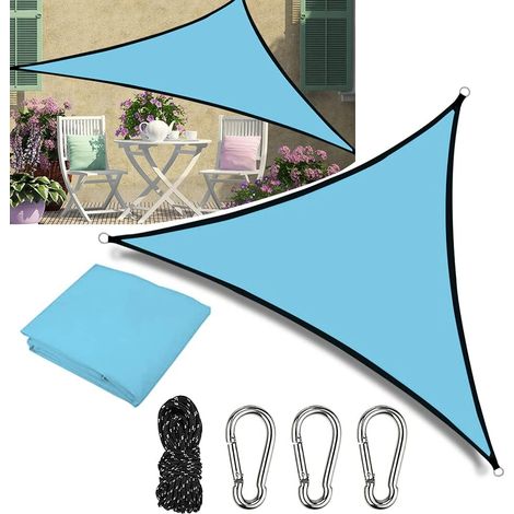 Auvent Triangulaire de Voiles d'ombrage, Voile d'ombrage Imperméable Couverture d'auvent de Bloc UV Auvent Résistant et Respirant pour Jardin, Terrasse, Pelouse, Balcon, Camping (3x3x3m) (1/5)
