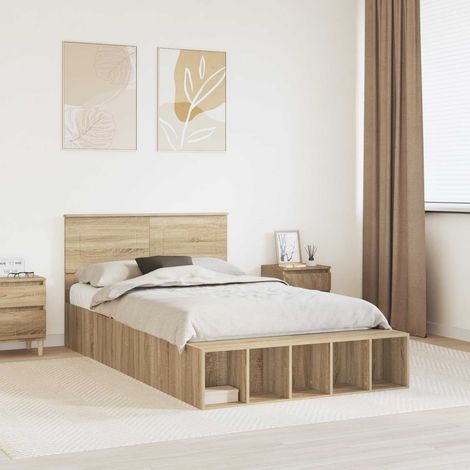vidaXL Struttura del letto con lo scaffale Rovere Sonoma 120 x 190 cm