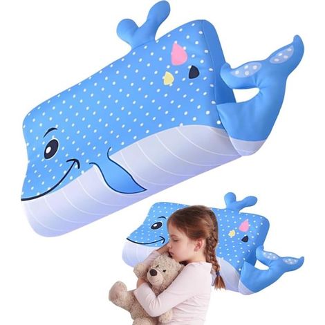 Cuscino per culla per bambini in memory foam - Cuscino di supporto riutilizzabile per il riposino con fodera rimovibile (Balena Blu, Unisex) (1/5)