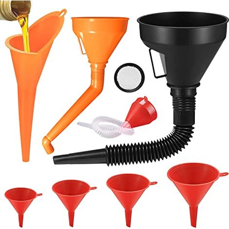 8 Pièces Entonnoir Carburant, Multifonctions Huile Moteur, Essence, avec Tuyau et Bec Amovible, pour Voiture, Atelier Maison - (1/5)