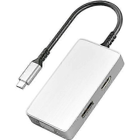 Adaptateur hub multifonctionnel ULT-unite 5-en-1 USB-C/Type-C vers audio 3,5 mm + VGA + DP + HDMI + PD (1/4)