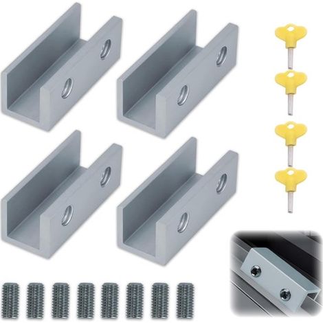 Serratura per finestra scorrevole, set di quattro serrature per porta scorrevole, chiave a doppia foratura con chiave, fermaporta scorrevole, adatto per porte e finestre scorrevoli. (1/5)
