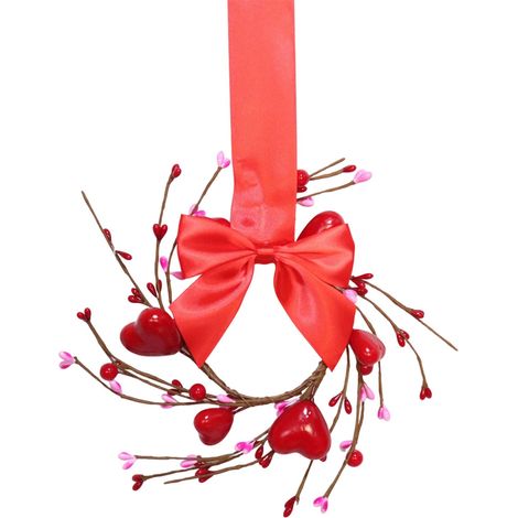 Guirlande En Forme De Coeur - 15 Cm - Branches Naturelles Avec Baies Et Coeurs Artificiels - Pour Porte Intérieure Extérieure Mur Fenêtre - 1 Pièce (1/5)
