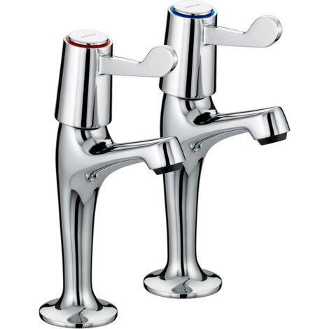 Bristan Lever High Neck Pillar Taps Chrome with Ceramic Disc Valves - VAL HNK C CD (1/2)