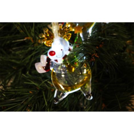 Luci natalizie a forma di renna in acrilico per albero di Natale con 8 LED, cavo trasparente, colore bianco, grado di protezione IP44, alimentazione a batteria. (1/3)