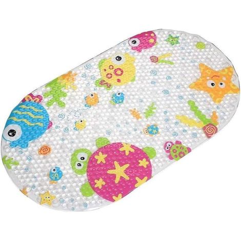 Tapis de bain antidérapant bleu marine pour enfants avec ventouses (1/3)