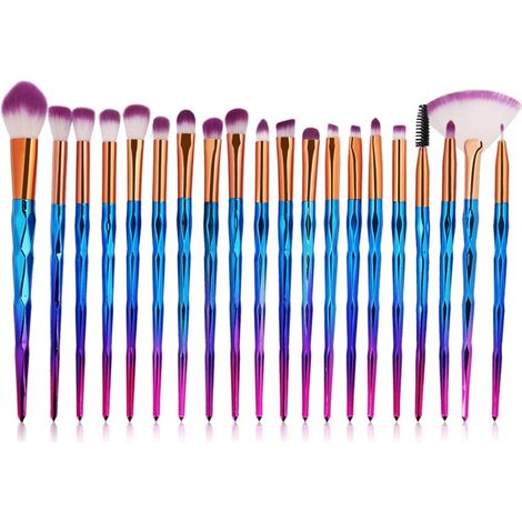 Ensemble de pinceaux pour les yeux, 20 pièces, kit de maquillage licorne pour fard à paupières, eyeliner, estompage et creux de paupière. Pinceaux pour fond de teint, sourcils, blush et correcteur. (1/5)