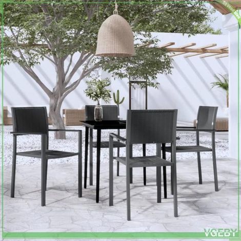 Ensemble à manger de jardin - FAFEICY - 3099276 - Noir - Acier enduit de poudre - 4 places (80x80 cm) (1/5)