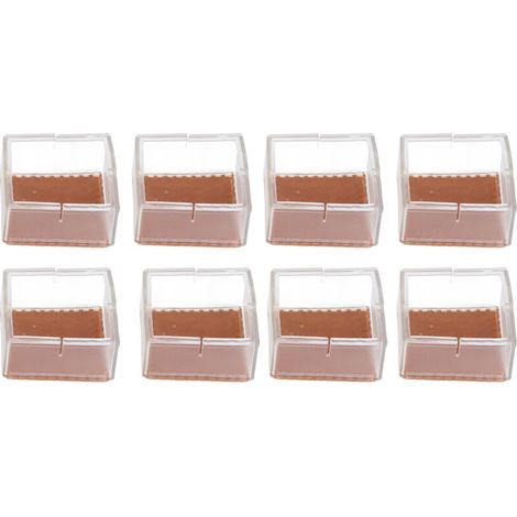8 pièces Cache-pieds en Silicone Anti-dérapant Transparent pour Chaises et Tables, Protection Carrée