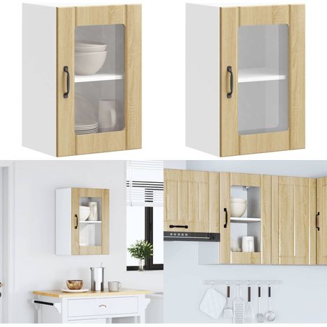 vidaXL Küchen-Hängeschrank mit Glastür Lucca Sonoma-Eiche (1/5)